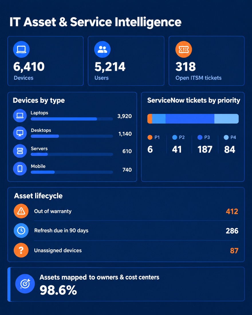 Seal360 IT asset and service intelligence screen